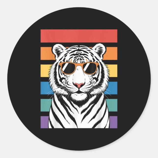 Cool Tiger Costume For Men Women Kids Pattern Tige Classic Round Sticker (Front)