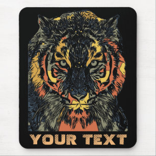 Cool Tiger Face Art Add Your Own Text Mouse Mat