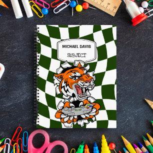 Cool Tiger Gamer Holding A Video Games Controller  Notebook