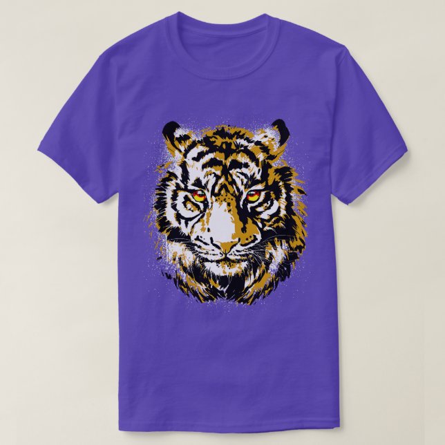 Cool Tiger Head Realistic Tiger Eyes T-Shirt (Design Front)