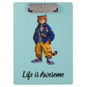 Cool Tiger in Streetwear Art - Urban Style Tiger Clipboard
