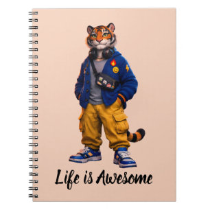 Cool Tiger in Streetwear Art - Urban Style Tiger Notebook