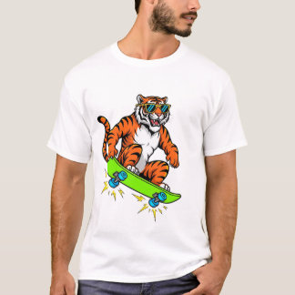 Cool Tiger on Skateboard – Retro Street Style Cart T-Shirt