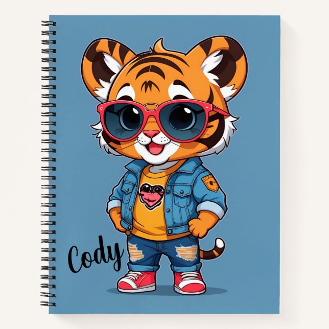 Cool Tiger Personalised  Notebook (Front)