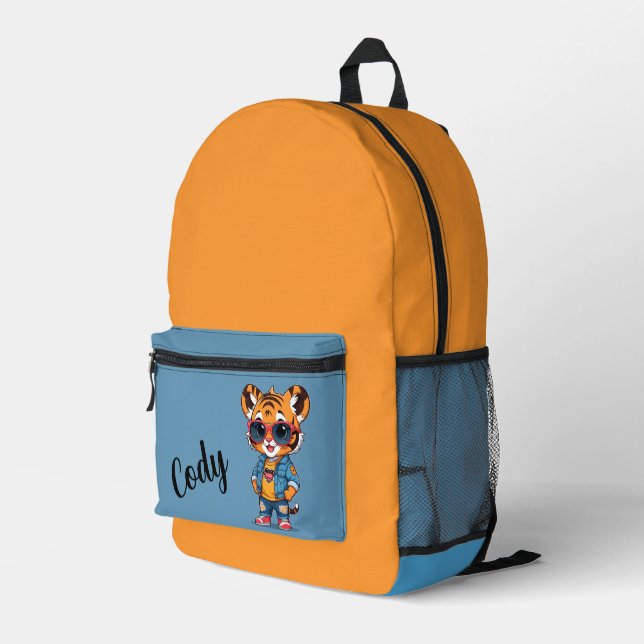 Cool Tiger Personalised  Printed Backpack (Back Corner Right)