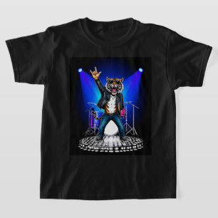 Cool Tiger Rock Dancer   Funny Animal Music Gift T-Shirt