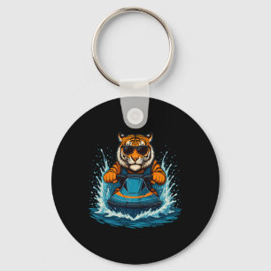 Cool Tiger With Sungles Summer Vibes Feline Jet Sk Key Ring