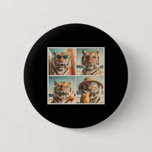 Cool Tigers With Sungles Animal Vacation Beach Sum 6 Cm Round Badge