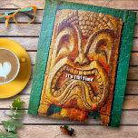 Cool Tiki Time Fun Retro Vintage Hawaii Tropical Jigsaw Puzzle<br><div class="desc">Somewhere in the world it’s always “tiki time” and you know what that means. Surround yourself with good vibes whenever work on this cute, fun, cool, fierce, retro Hawaiian wooden tiki face photo jigsaw puzzle. You can even replace the text in the template field to personalise with the name of...</div>