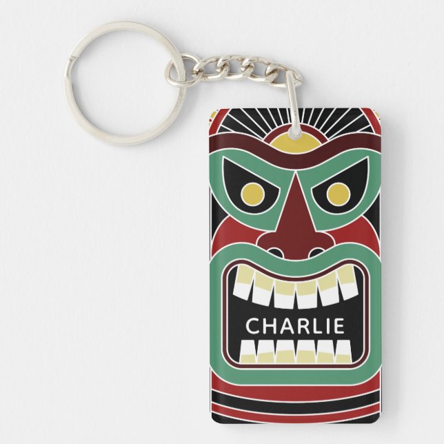 Cool Tiki Totem custom name key chain (Front)