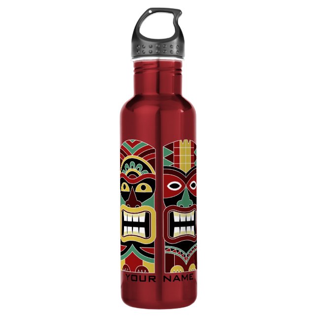 Cool Tiki Totems custom name water bottles (Front)