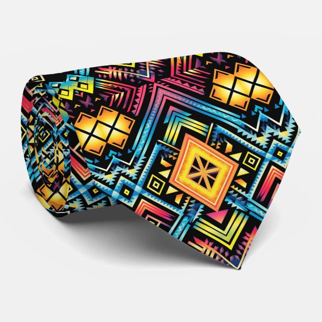 Cool tile Aztec pattern Tie (Rolled)