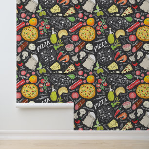 Cool tile pizza pattern wallpaper