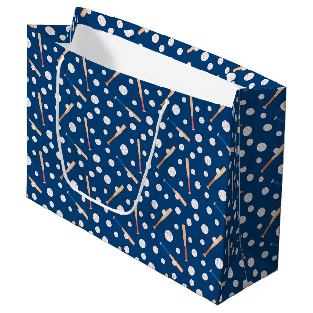 cool tiled baseball sports pattern party  large gift bag (Front Angled)
