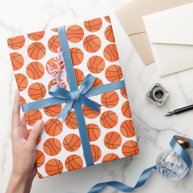 cool tiled basketball sports pattern wrapping paper (Gifting)