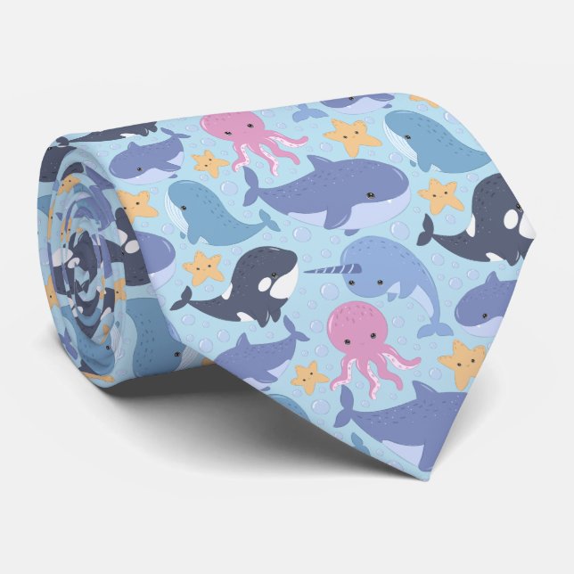 Cool tiled beach animals pattern  tie (Rolled)