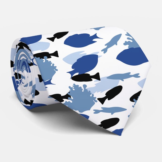 cool tiled beach fish pattern tie (Rolled)