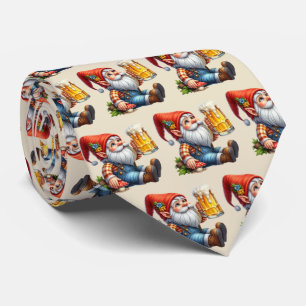Cool tiled beer gnome pattern  tie