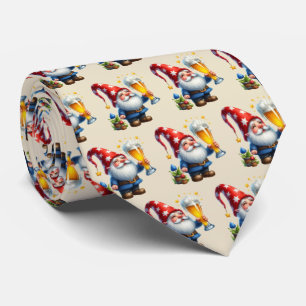 Cool tiled beer gnome pattern  tie