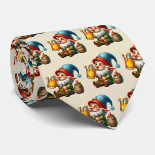 Cool tiled beer gnome pattern  tie
