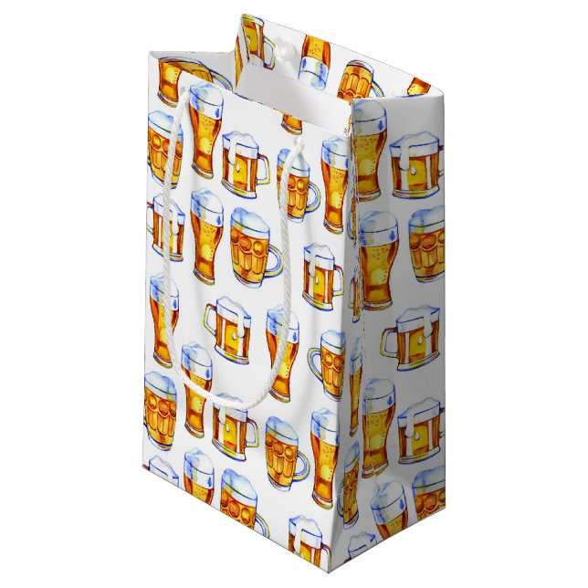 cool tiled beer party pattern  small gift bag (Front Angled)