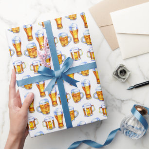cool tiled beer party pattern wrapping paper