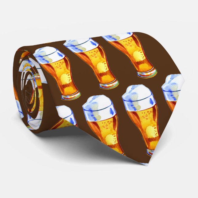 Cool tiled beer pattern bartender tie (Rolled)