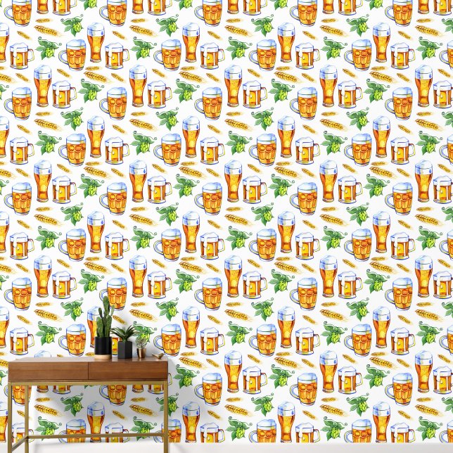 Cool tiled beer pattern wallpaper (Hallway)