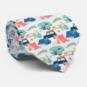 cool tiled camping pattern tie