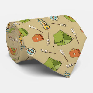 cool tiled camping pattern  tie