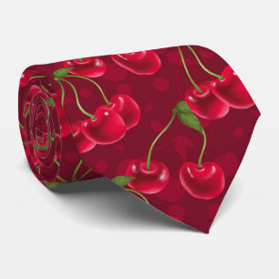 cool tiled cherry fruit pattern neck tie