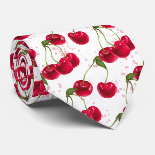 cool tiled cherry fruit pattern neck tie