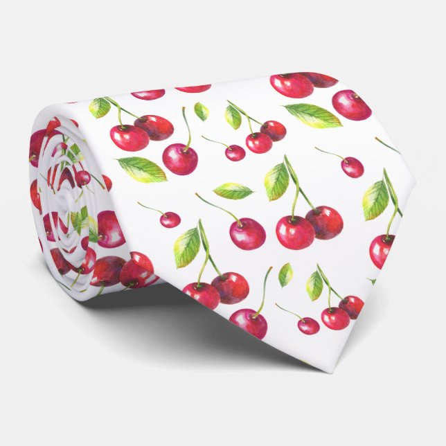 cool tiled cherry fruit pattern  tie (Rolled)