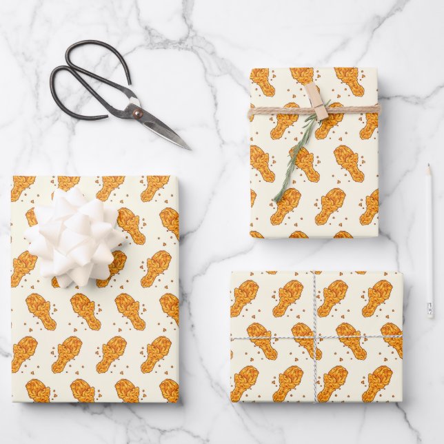 cool tiled chicken fast food pattern wrapping paper sheet (Front)