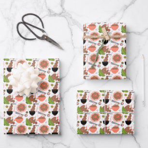cool tiled Chinese food party Wrapping Paper Sheet