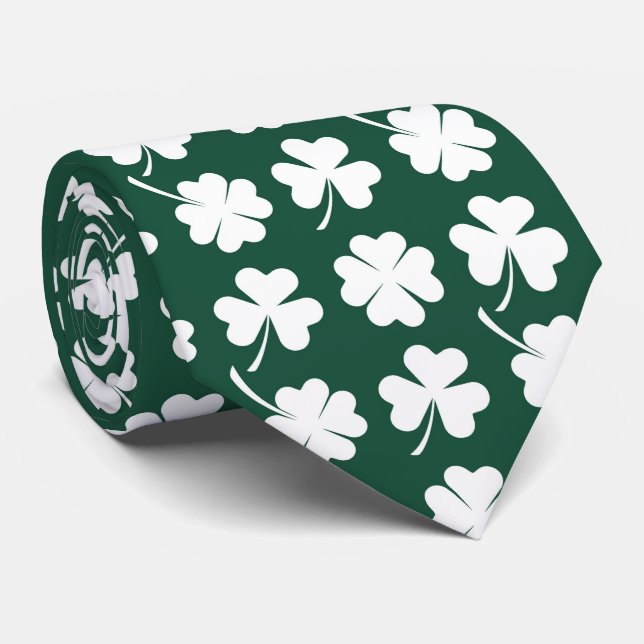 Cool tiled four leaf clovers shamrocks pattern  tie (Rolled)
