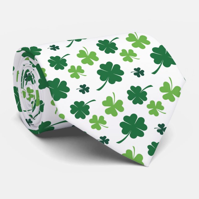 Cool tiled four leaf clovers shamrocks pattern  tie (Rolled)