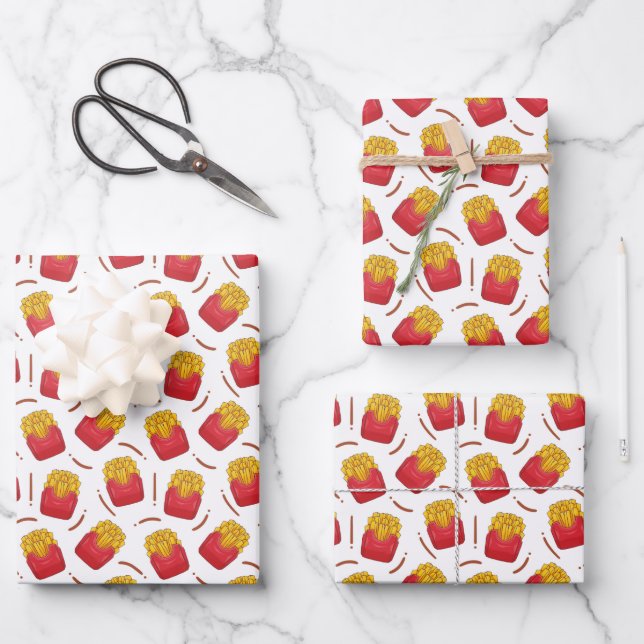cool tiled French fry pattern fast food Wrapping Paper Sheet (Front)