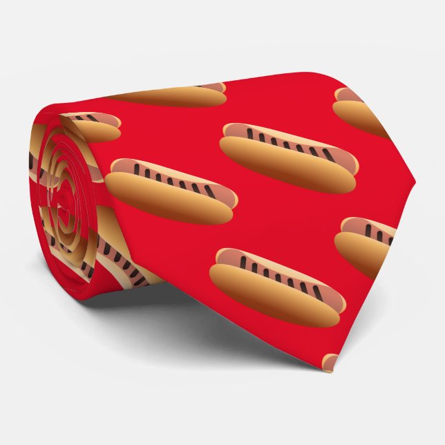 Cool tiled grilled hotdog pattern  tie (Rolled)