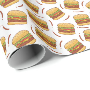 cool tiled hamburger pattern party wrapping paper