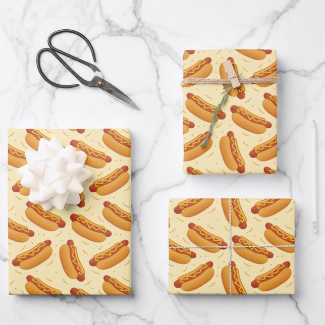 cool tiled hotdog fast food pattern wrapping paper sheet (Front)
