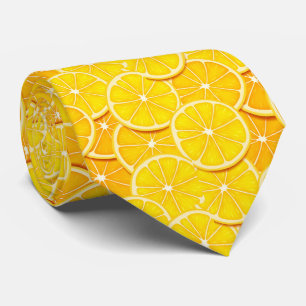 cool tiled lemon slice pattern fruit  tie
