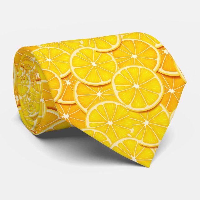 cool tiled lemon slice pattern fruit  tie (Rolled)