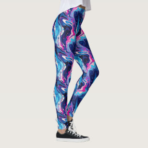 Cool tiled liquid abstract pattern leggings