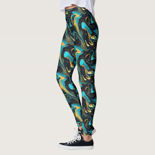 Cool tiled liquid abstract pattern  leggings (Left)