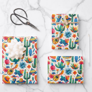 Cool tiled Mexican fiesta party  Wrapping Paper Sheet