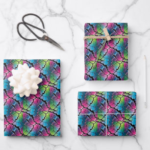 Cool tiled neon pattern party wrapping paper sheet