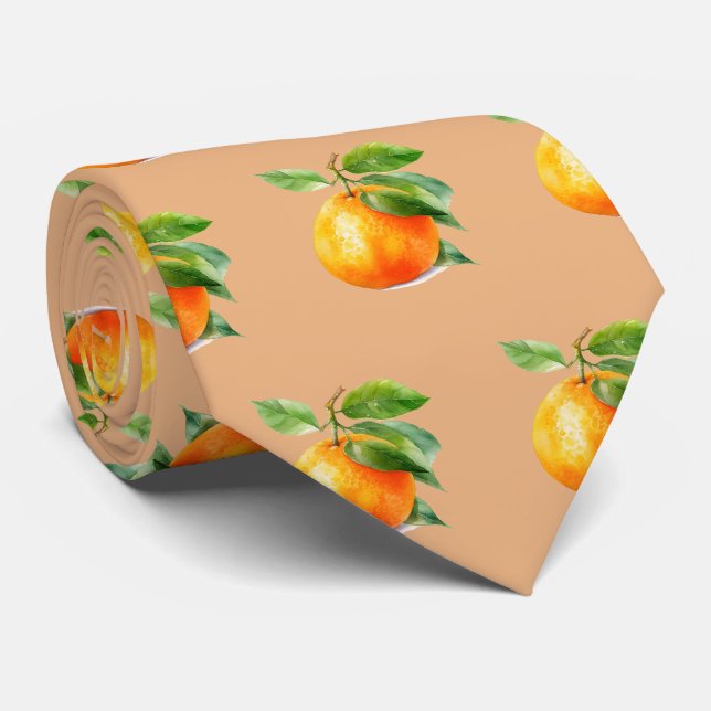 Cool tiled orange pattern fruit tie (Rolled)