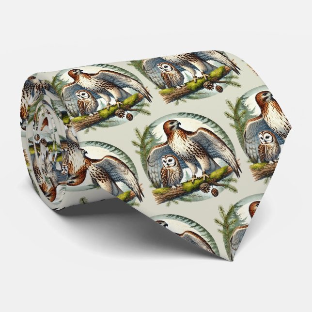 Cool tiled owl eagle pattern  tie (Rolled)