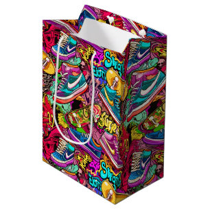 Cool tiled pattern comic graffiti teen  medium gift bag